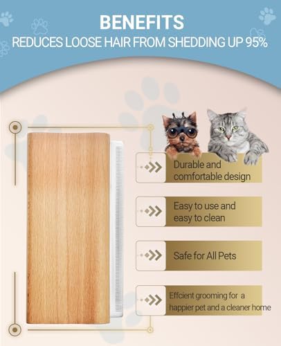 Dog Brush for Shedding | Pet Hair Removal Tool, Cat Grooming Supplies, Deshedding Dog Brush | Combs for cleaning and grooming short and long hair (L (5.3 Inch)) - Image 5