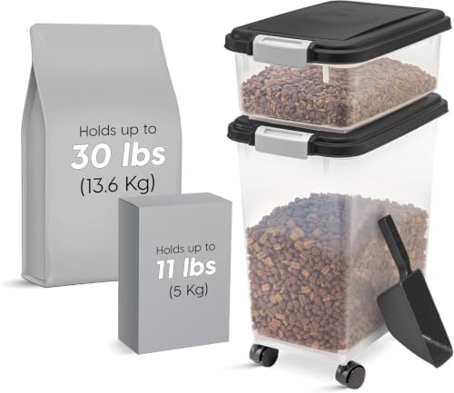 IRIS USA 30 lb + 11 lb Airtight Pet Food Storage Containers with Wheels - Image 4