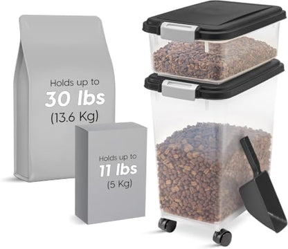 IRIS USA 30 lb + 11 lb Airtight Pet Food Storage Containers with Wheels - Image 4
