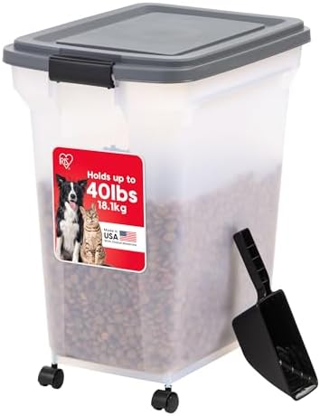 IRIS USA Dog Food Storage Container, Up to 40 lbs, Dark Gray, Made in USA by IRISUSA
