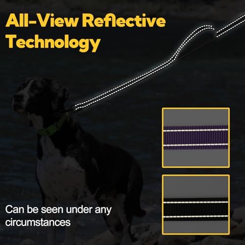 Dual-Handle Dog Leash 6FT, Heavy Duty Nylon with Reflective Threads,Black - Image 5
