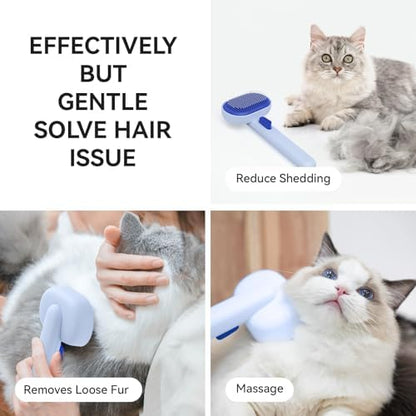 aumuca Skin Friendly Self-Cleaning Slicker Brush for Dogs & Cats, Gentle Pet Grooming Tool for Shedding & Deshedding, Efficient Hair Remover for Long & Short Haired Pets - Image 5