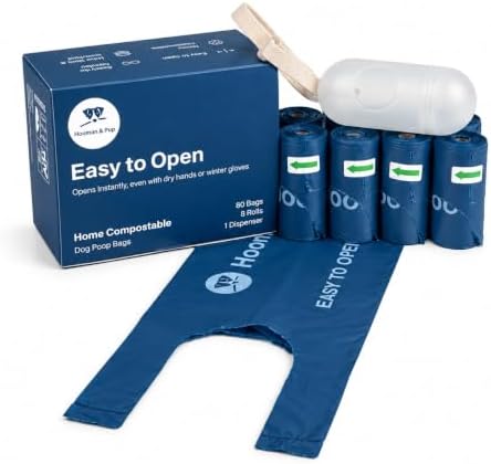 Easy-Open Compostable Dog Poop Bags, 80 Ct + Dispenser by Unknown