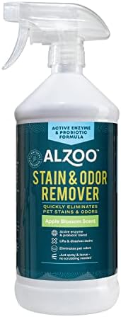 ALZOO Stain & Odor Remover, Quickly Lifts & Dissolves Pet Stains & Helps Eliminate Odors, 100% Plant-Based Active Ingredients, Apple Blossom Scent, 16 Fl. Oz Spray Bottle by ALZOO