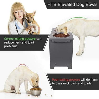 HTB Elevated Dog Bowl Stand with 2 Stainless Steel Bowls-14 H X-Large Grey - Image 6
