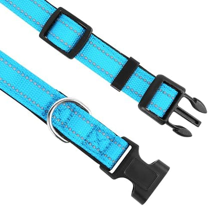 Reflective Dog Collar, Adjustable Soft Neoprene Padded,Sky Blue,S - Image 3