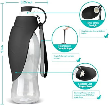 TIOVERY Dog Water Bottle, Portable Pet Water Dispenser Feeder Leak Proof with Drinking Cup Dish Bowl for Outdoor Walking, Hiking, Travel, 20OZ Water Bottle Fit for Small to Large Dogs and Cats Black - Image 3