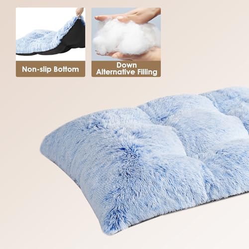 EHEYCIGA Fluffy Dog Crate Bed for Small Dogs, Plush Crate Pad, Blue - Image 3