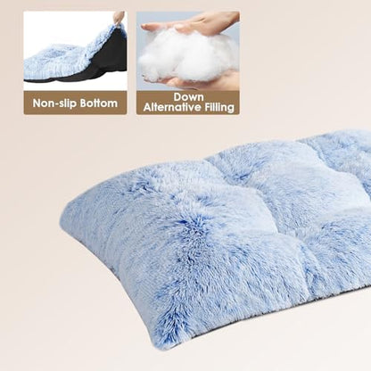 EHEYCIGA Fluffy Dog Crate Bed for Small Dogs, Plush Crate Pad, Blue - Image 3