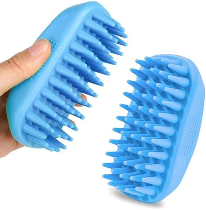 Dog Shampoo Brush & Dog Shower Brush, Upgraded Pet Grooming Bath Brush with Soft Silicone Bristles, Adjustable Handle Massage Comb for Long & Short Hair Dogs and Cats by ZENELANEP