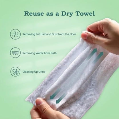 Pet Wet Towel for Small Dogs — Individually Wrapped 11.8" Square Bath Wipes, No-Rinse, Fresh Green Tea Scent, Travel-Ready (10 Count) - Image 5