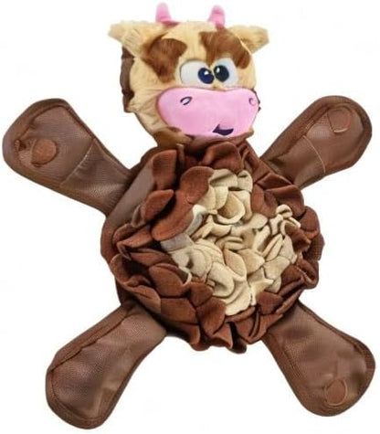 Outward Hound by Nina Ottosson Snuffle Palz Plush Snuffle Mat Dog Treat Puzzle, Non-Slip, Brown, Cow, Large