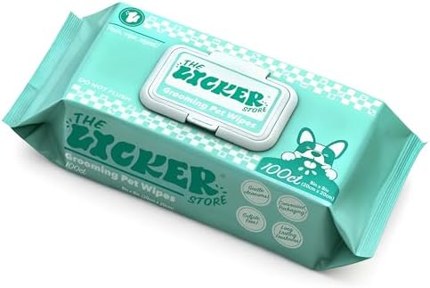 PWP1001A Biodegradable Dog Wipes for Grooming Paws and Body, Hypoallergenic Pet Wipes with Aloe Vera, Chamomile & Coconut Oil, Gentle Cleansing and Deodorizing, 100 Count by THELICKERSTORE