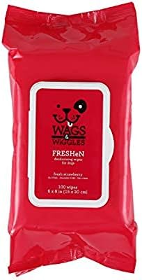 Wags & Wiggles Multipurpose Dog Wipes, Fresh Strawberry Scent, 100 Count by Wags+%26+Wiggles