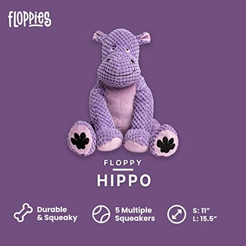 fabdog Floppies Plush Dog Toy - Cute & Durable Squeaky Dog Toys - Best Squeak Toy for Puppies and All Breeds | Ideal Pet Gift| Large Hippo - Image 2