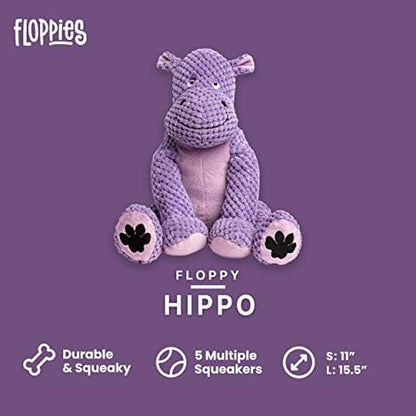 fabdog Floppies Plush Dog Toy - Cute & Durable Squeaky Dog Toys - Best Squeak Toy for Puppies and All Breeds | Ideal Pet Gift| Large Hippo - Image 2