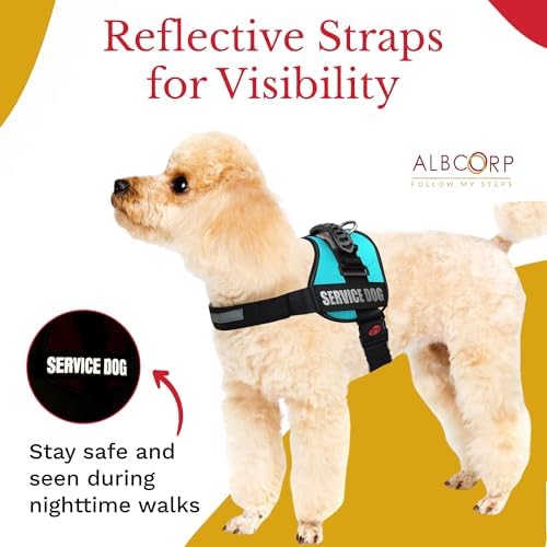ALBCORP Service Dog Vest Harness – Reflective Service Animal Vest, No-Pull Harness with Handle & Mesh Padding – Sizes XXS-XL for Puppies – 2 Removable Service Patches Included (Small, Blue) - Image 5