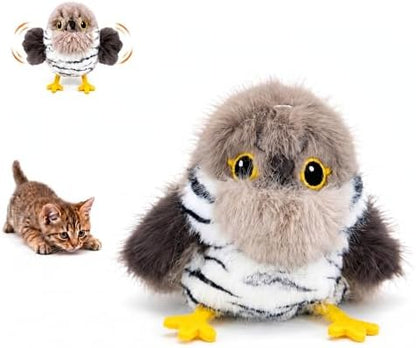 Flapping Bird Cat Toy, Cuckoo Plush Touch Activated Bird Chirp Cat Toy with Refillable Catnip, USB Rechargeable Interactive Kitten Exercise Toy,4.92"(No Flying) by Unknown