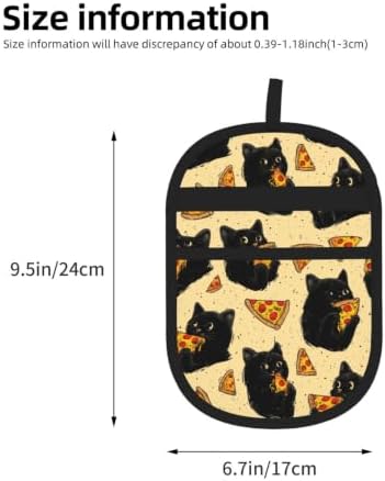 Black Cat Eating Pizza Food Yellow Pet Hair Removal Glove For Cats Dogs - Image 3