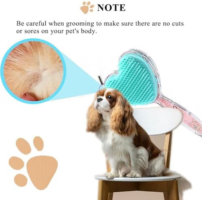 Small Soft Dog Grooming Brush, Pet Massage Hair Brush - Pink Blue - Image 6
