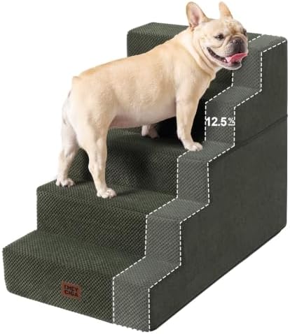 EHEYCIGA Dog Stairs for Bed 22.5" H, 5-Step Extra Wide Dog Steps by EHEYCIGA