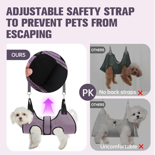 PAWCHIE Dog Grooming Hammock Harness for Dogs & Cats with Pet Nail Clipper Trimmer- Breathable Cat Hanger Sling for Trimming Clipping Nails-Dog Hammock Restraint Bag for Small Medium Large Dog, Pink M - Image 4