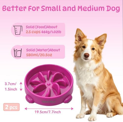 WinTour 2 Pack Slow Feeder Dog Bowls, BPA Free, Medium & Small Dog Bowls - Image 3