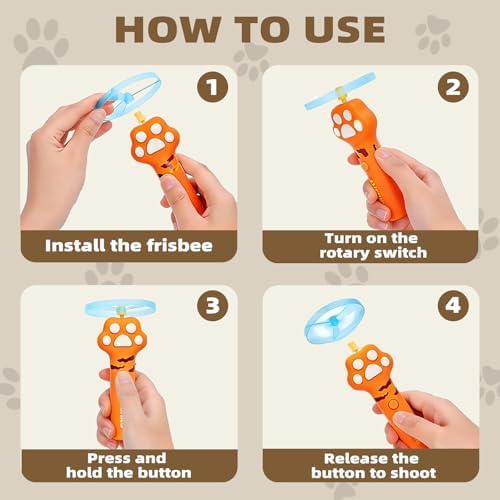 Wortade Cat Fetch Toy Launcher,Interactive Flying Disc Launcher Toy, Yellow - Image 5