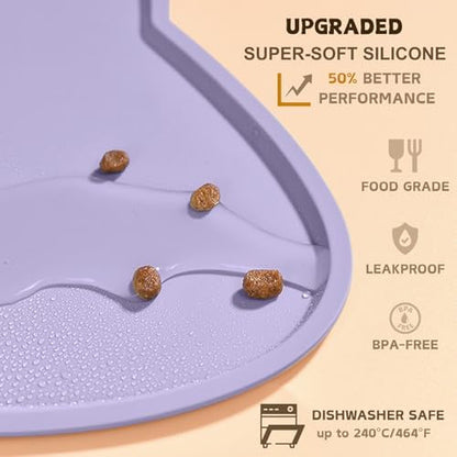 Cat Food Mat, Silicone Non Slip Dog Bowl Mat Waterproof Cat Feeding Mat Stop Food Spills and Water Messes Out to Floor Pet Food Mat (Periwinkle Blue, 20" x 12") - Image 3