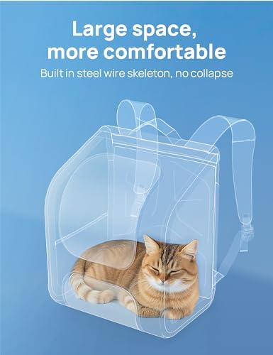 Pecute Cat Backpack Carrier,Large Space Cat Bubble Backpack,Ergonomic,Blue - Image 2