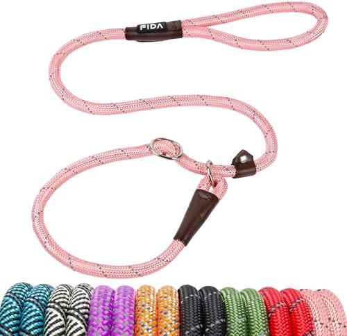 Fida Durable Slip Lead Dog Leash, 4 FT x 1/2" Dog Training Leash, Pink by Fida