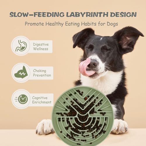 Lesipee Slow Feeder Dog Bowl for Large & Small Pets, Anti Choking Puzzle Dog Food Bowl with Non-Slip Base, Interactive Pet Slow Eating, Silicone Cat Feeder for Puppies & Cats(Grey Green) - Image 6