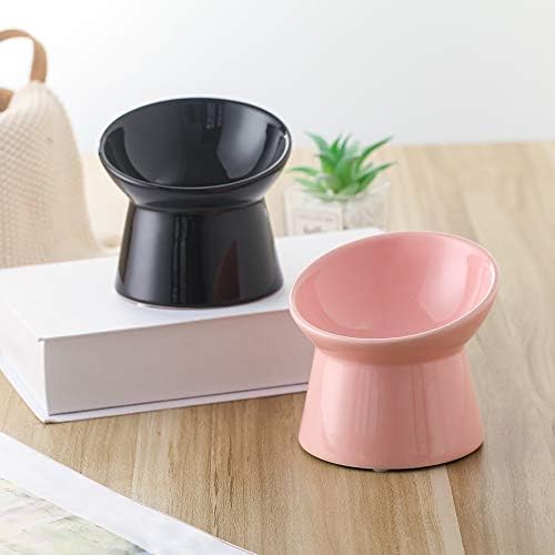 Pink Small Ceramic Raised Cat Bowls, Tilted Elevated Food or Water Bowls, Stress Free, Backflow Prevention, Dishwasher and Microwave Safe, Lead & Cadmium Free - Image 6