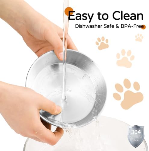 Elevated Cat Bowls, Wide Stainless Steel Cat Food Bowls with Metal Stand Whisker Stress-Free, Raised Food and Water Dish for Cats, Kitten, Puppies and Small Dogs - Image 4