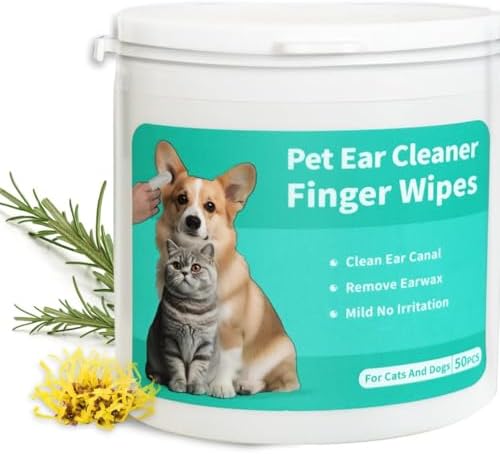 Pet Ear Cleaner Finger Wipes for Dogs, Cats, Alcohol-Free Formula by Falatong