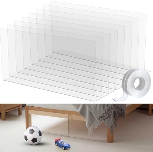 OMISTAR Under Bed Blocker (8 PCS), 16'' L × 7.9'' H Clear PVC Under Couch Blockers with Strong Adhesive, Toy Pets Couch Blockers with Smooth Edge for Under Furniture Stoppers, Easy Installation - Image 2