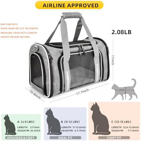 Cat Dog Carrier Soft for Small Medium Pet Up to 15 Lbs, Collapsible Portable Cat Travel Carrier, Airline Approved Small Dog Cat Carrier, Soft Sided Pet Carrier for Puppy Kitten (18x11x11) (Pink) - Image 2