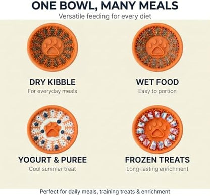 Dog Slow Feeder Lick Bowl to Prevent Fast Eating, Steel Reinforced Rim, Non-Slip Suction Base, BPA-Free Silicone, Dishwasher & Freezer Safe, Helps Extend Mealtime & Keep Dogs Calm(Orange) - Image 6
