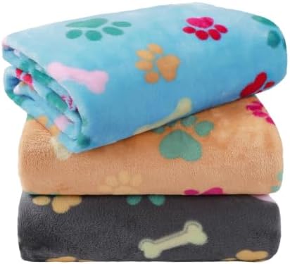 LINENLUX Dog Blankets 3-Pack, Super Soft Fluffy Fleece Pet Throw Warm by LINENLUX
