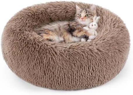 rabbitgoo Calming Cat Beds for Indoor Cats, 20 inches, Light Brown by rabbitgoo
