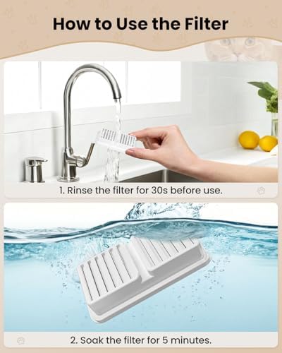Replacement Filter for BalimoPet Cat Water Fountain - 6 Packs Pet Water Bowl Filters - 6 Filters & 6 Sponges Set Stainless Steel Cats Water Dispenser - Activated Carbon Foam Filtered Refill - Image 3