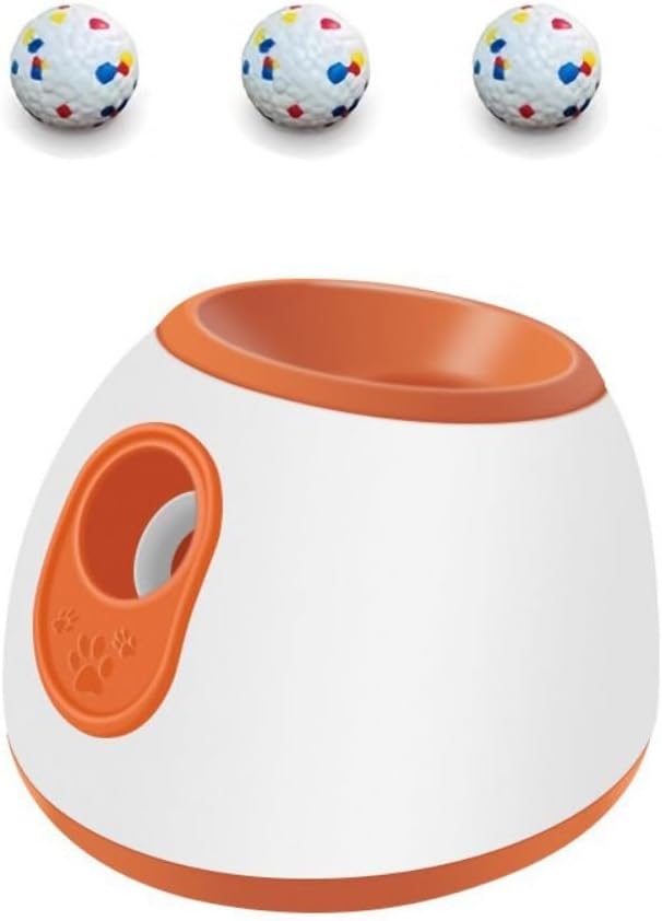 Eaacaa Automatic Ball Thrower for Dogs, 2025 Upgraded Ball Thrower with 3 Tennis Balls, Mentally Stimulating Training Dog Toy for Medium and Large Dogs (Orange)