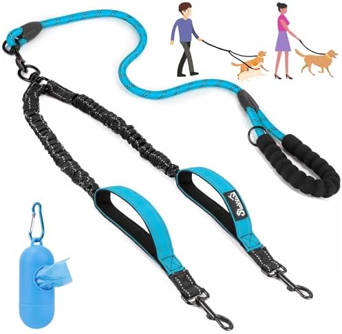 Lukovee Double Dog Leash, Reflective Heavy Duty Lead, No Tangle by Lukovee