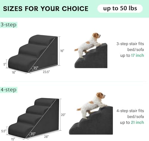 Mesa Lemon 3 Step Dog Stairs Pet Ramp for High Beds, Sofas and Cars - Image 4