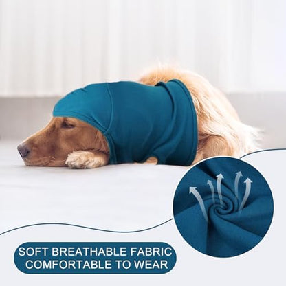 NACOCO Dog Calming Hoodie - Adjustable No Shake Dog Ear Covers Pet Head Ear Wrap Muffs Noise for Grooming Bath Fireworks(Dark Blue, L) - Image 6