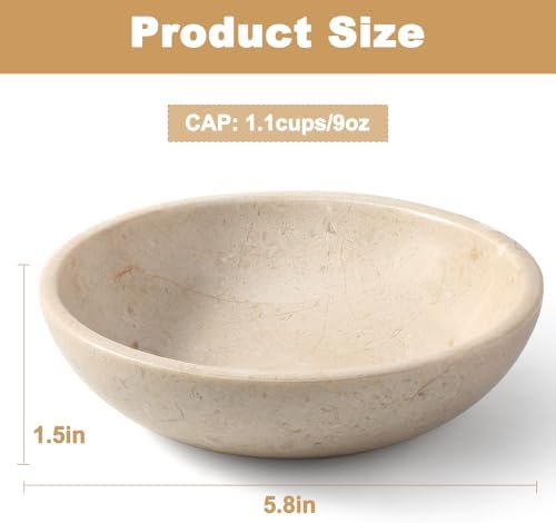 Karibiber Natural Marble Cat Bowl, Weighted 1.5lb Cat Food Bowl for Cat and Small Dog, Small Animal Pet Food Dish Non-Slip, Shallow Dish for Whisker Fatigue Relief, Premium Beige Stone for Home Decor - Image 5