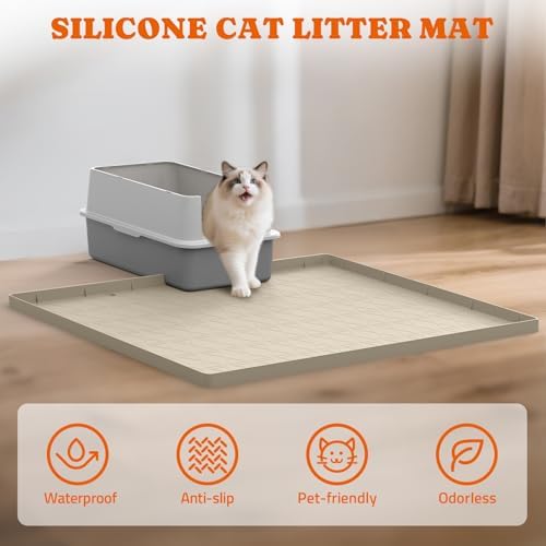 Pawtners Silicone Cat Litter Mat 34 x 22 in, Easy to Clean, 2 Pack - Image 3
