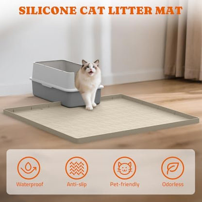 Pawtners Silicone Cat Litter Mat 34 x 22 in, Easy to Clean, 2 Pack - Image 3