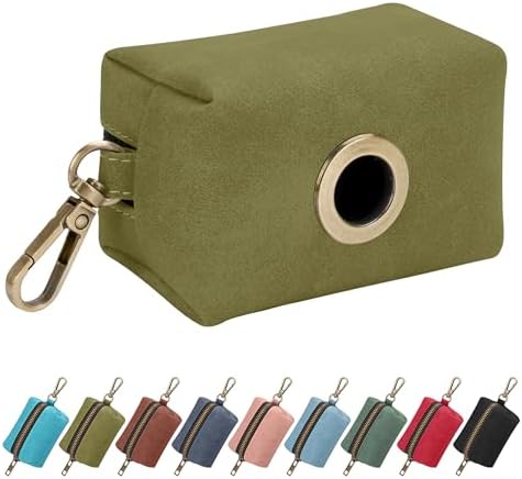 Didog PU Leather Dog Poop Bag Holder, Easy-Pull with Metal Clip, OliveGreen by Didog