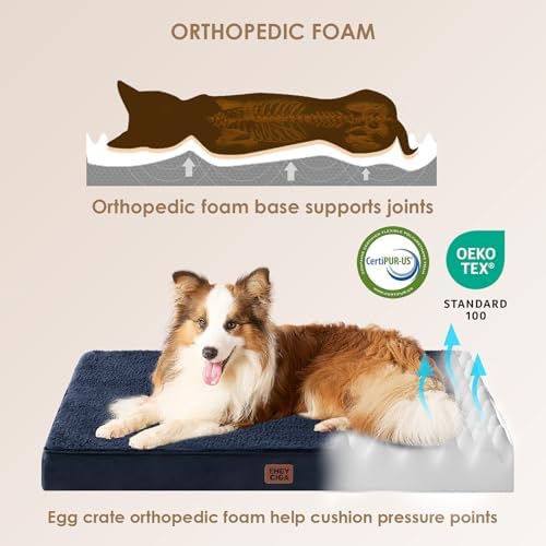 EHEYCIGA Orthopedic Dog Bed Large with Removable Washable Cover, 41IN Navy - Image 5